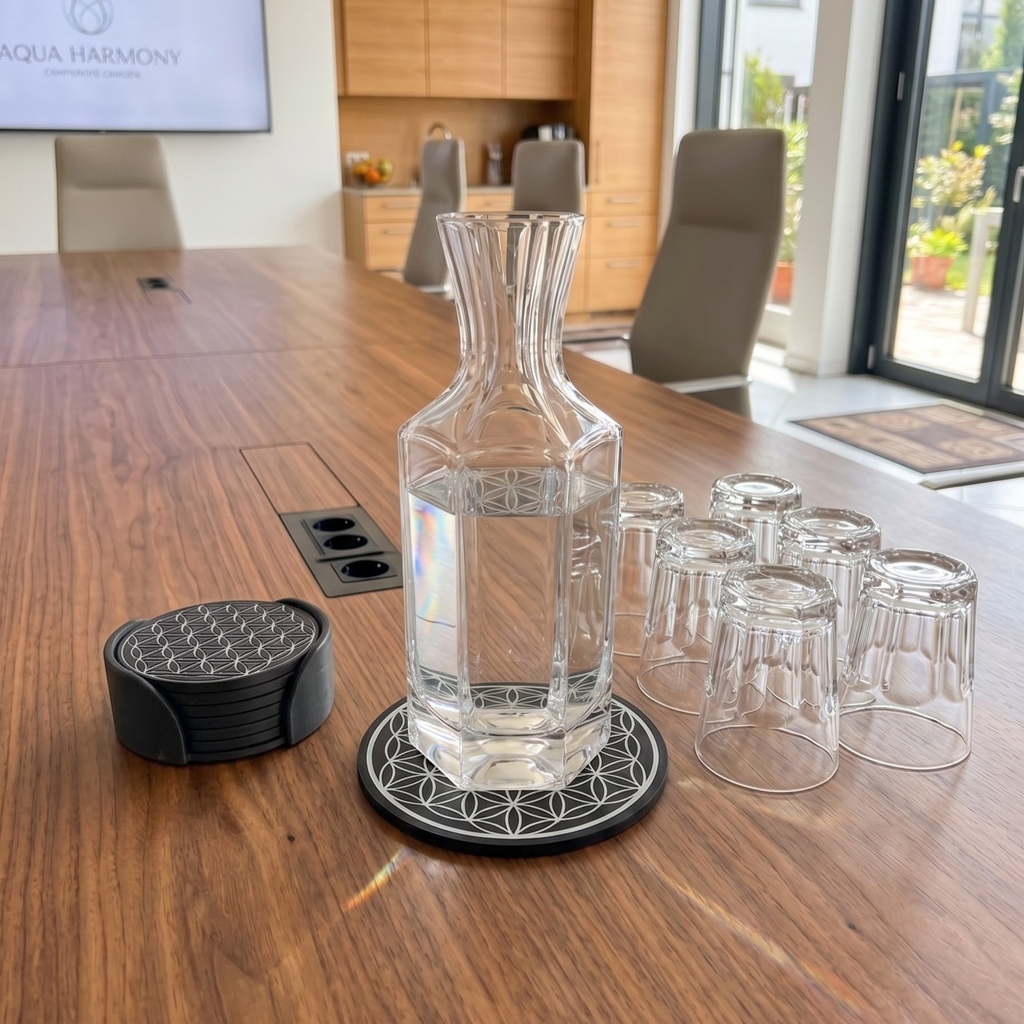 Karaffe mit OA® Energizer Flower of Life-Untersetzer